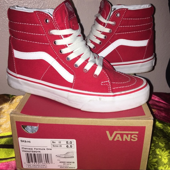 vans sk8 hi red canvas